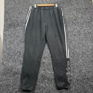 Adidas Mens Fleece Joggers Black 3-Stripe Logo Sweatpant 2XL Tapered Track Pants